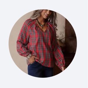Plaid Red Women's Casual Top  -  NWOT